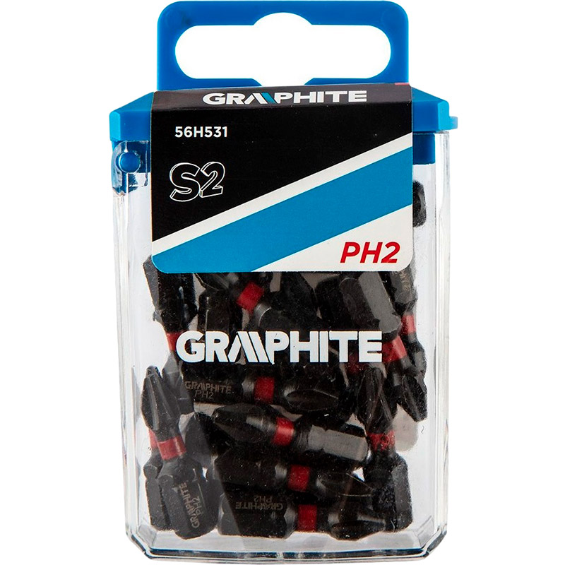 Набір біт GRAPHITE PH2 x 25 мм 20 шт (56H531) Набір біт GRAPHITE PH2 x 25 мм 20 шт (56H531)