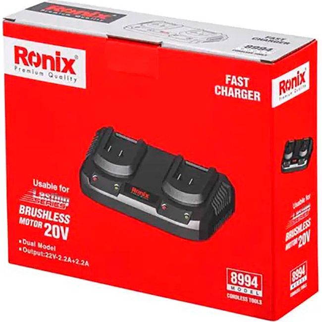 Зовнішній вигляд Зарядний пристрій RONIX 20V 2.2A x 2 (8994)