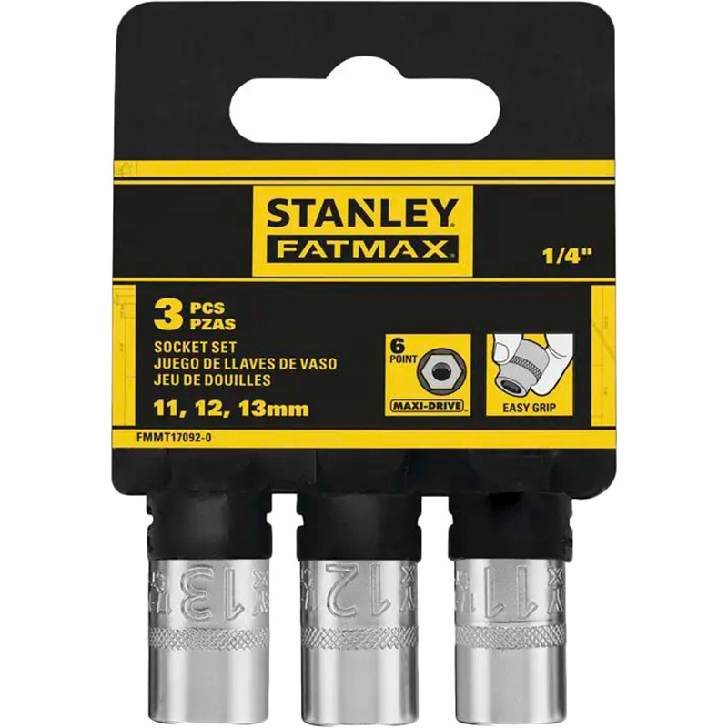 Набор торцевых головок STANLEY Maxi Drive 1/4" FMMT17092-0 3 шт Внешний вид Набор торцевых головок STANLEY Maxi Drive 1/4" FMMT17092-0 3 шт