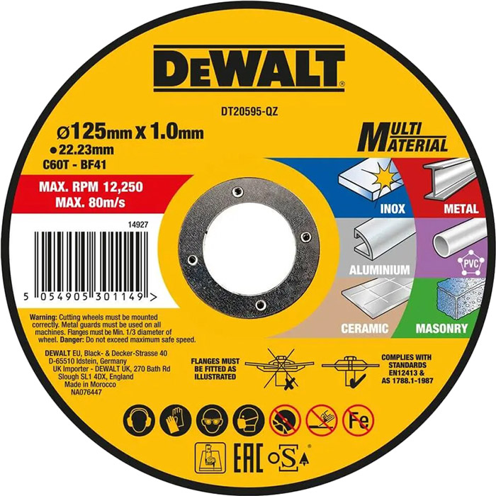 Диск відрізний DEWALT MULTI-MATERIAL DT20595 125 мм