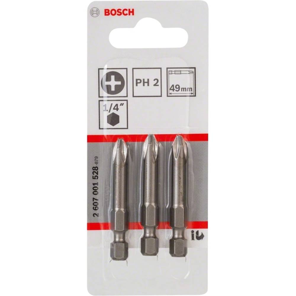 Набор бит BOSCH Extra-Hart PH2 49мм 3шт (2.607.001.528)