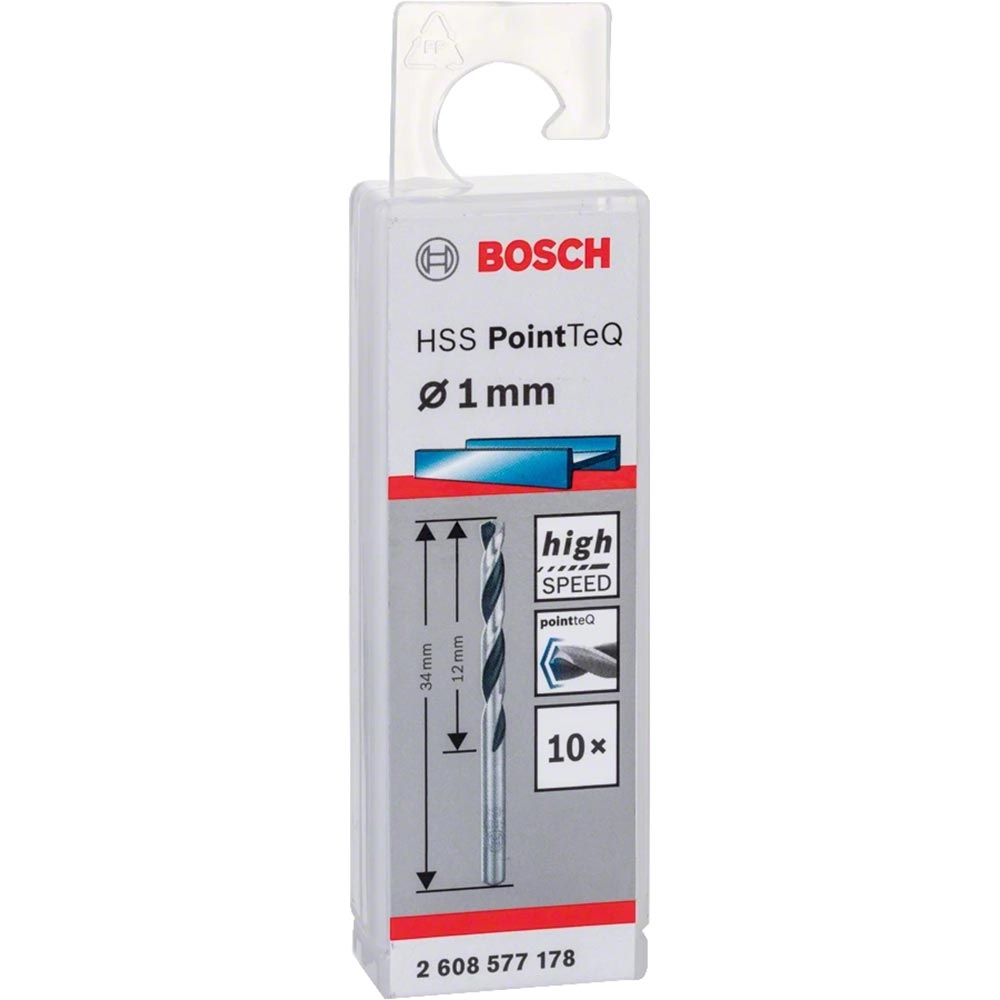 Набор сверл по металлу BOSCH HSS-PointTeQ 1х12х34мм 10шт (2.608.577.178) Тип набор сверл