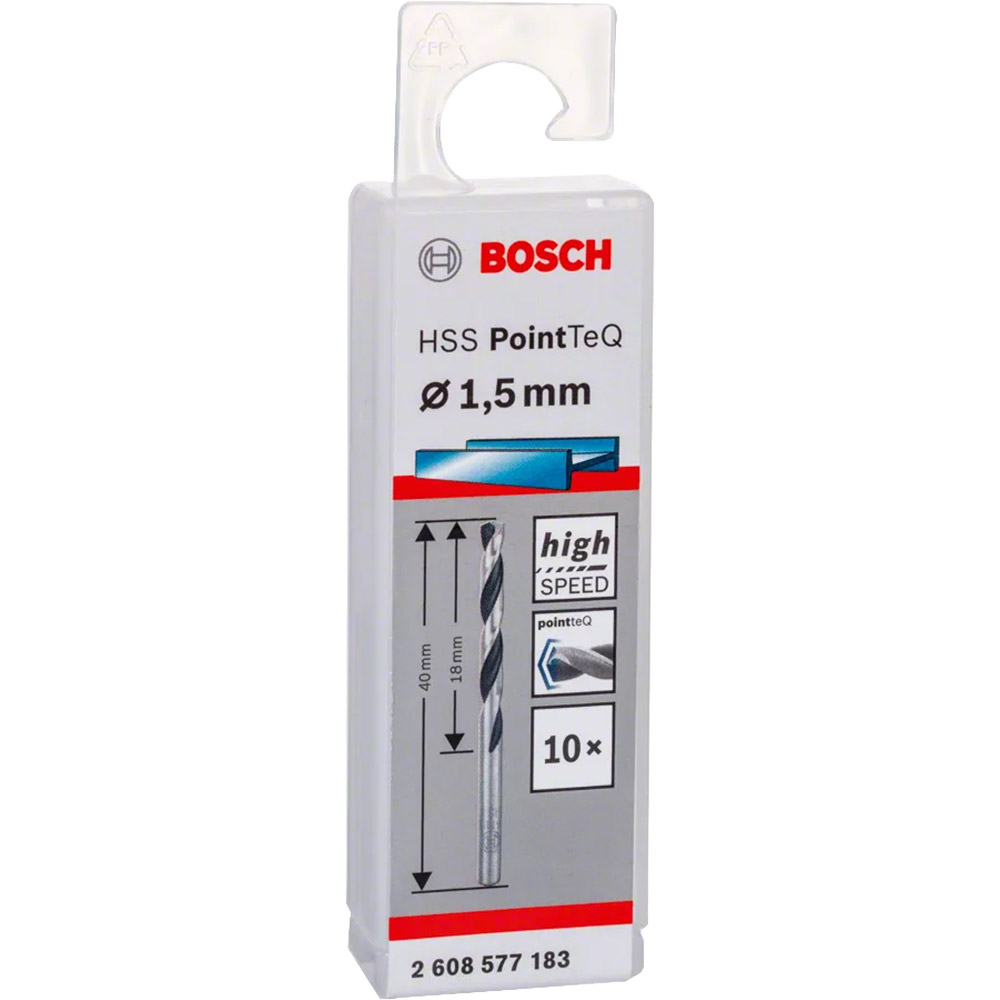 Набор сверл по металлу BOSCH HSS-PointTeQ 1.5х18х40мм 10шт (2.608.577.183) Тип набор сверл