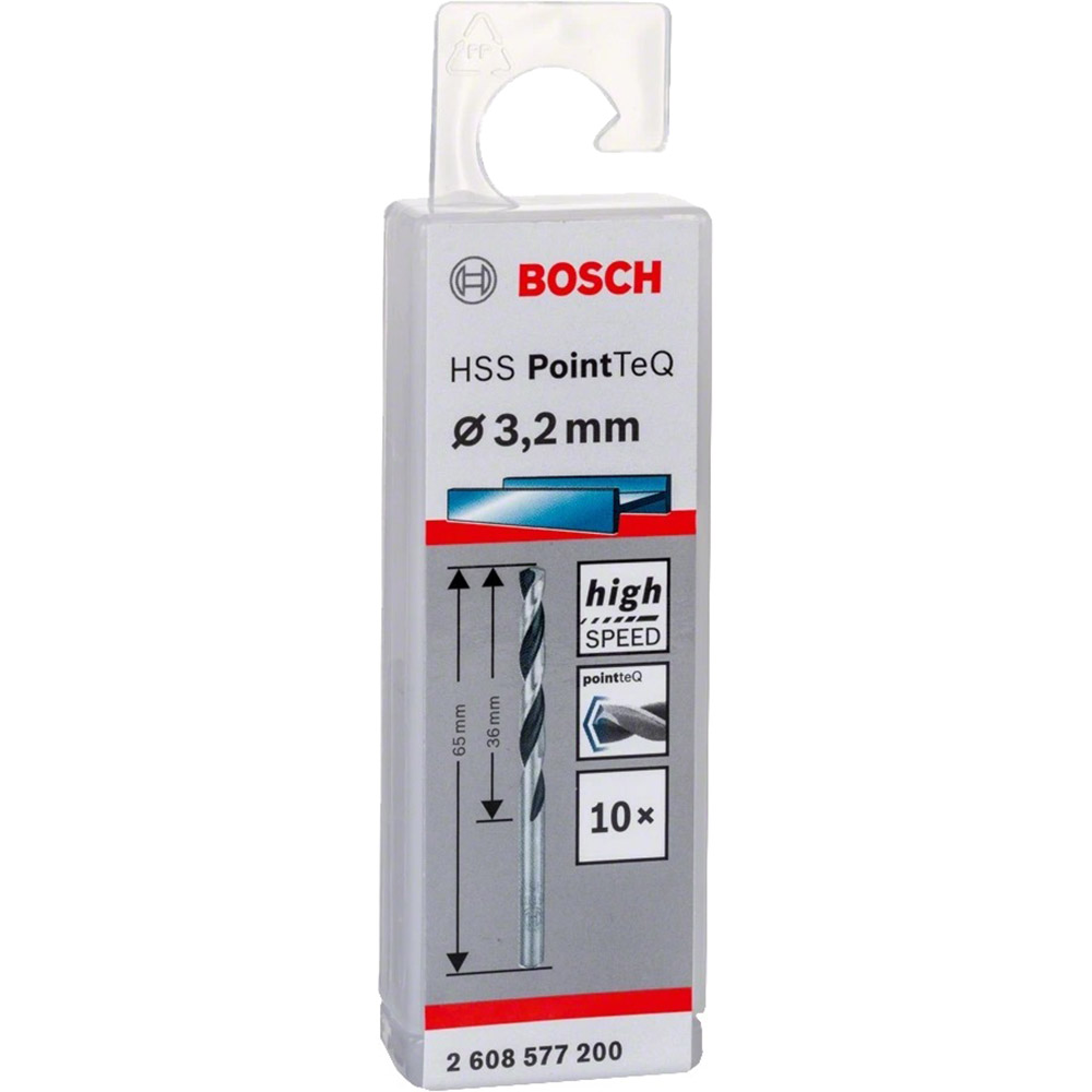 Набір свердел по металу BOSCH HSS-PointTeQ 3.2х36х65мм 10шт (2.608.577.200) Тип набір свердел