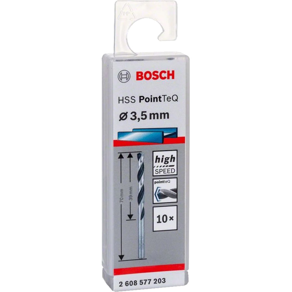 Набор сверл по металлу BOSCH HSS-PointTeQ 3.5х39х70мм 10шт (2.608.577.203) Тип набор сверл