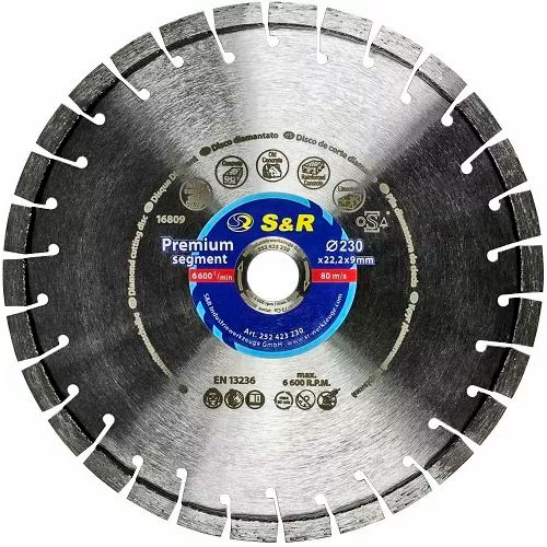 Диск алмазний S&R Premium Segment 230 x 22.2 х 9 мм (252423230)