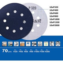 Набор шлифовальных листов S&R 125 мм 70шт (232125070)