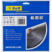 Диск пильний S&R WoodCraft 210x30x2.2 Z60 для дерева (238060210) Диск пильний S&R WoodCraft 210x30x2.2 Z60 для дерева (238060210)