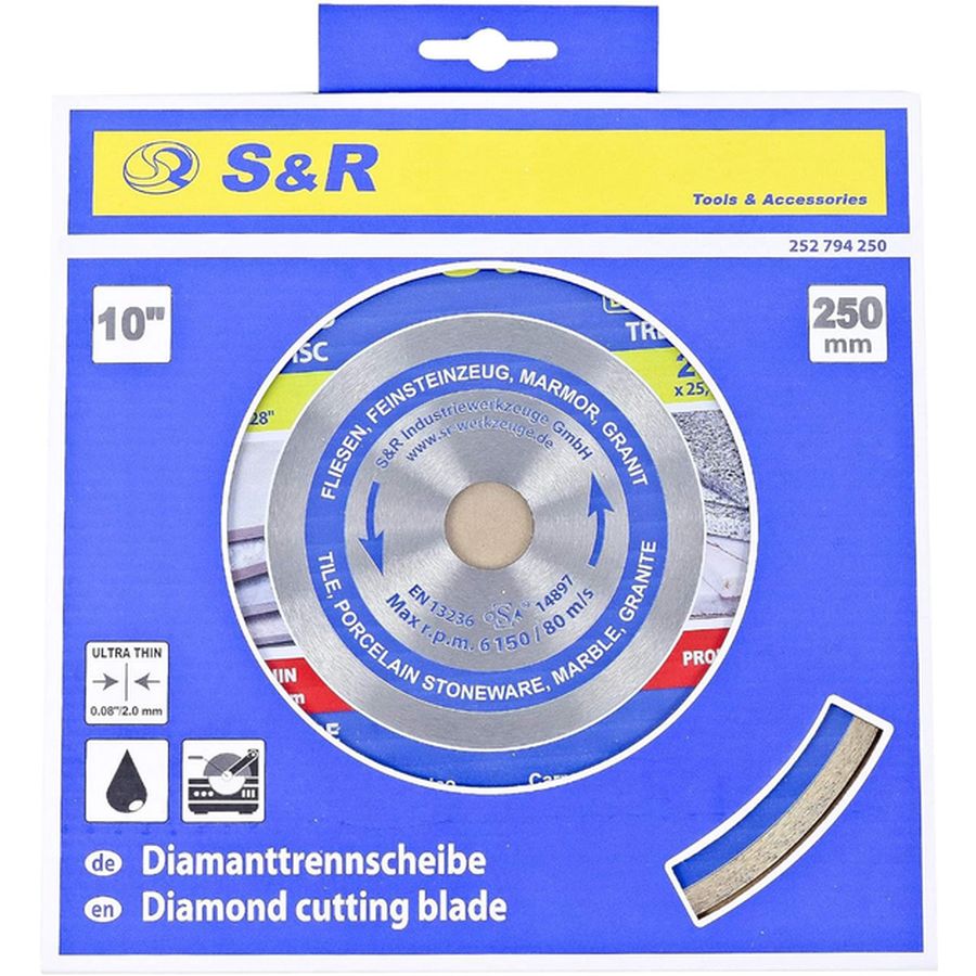 Диск алмазний S&R CORONA (252794250) Матеріал обробки керамограніт