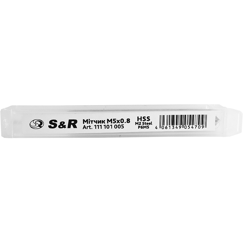 Метчик S&R М5 х 0.8 мм H2 HSS (111101005) Дополнительно Шаг резьбы 0.8; Тип режущей части: Конический; Тип развертки: Цельный; Тип хвостовика: Квадратный