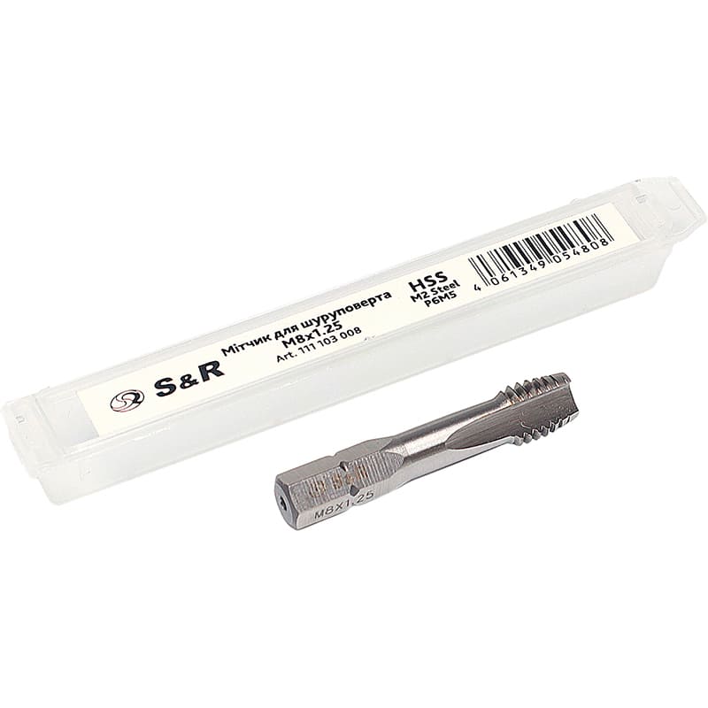 Мітчик S&R M8 х 1.25 мм HSS R6M5 (111103008) Розміри 40 х 8 х 8
