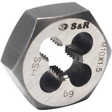 Плашка S&R М10х1, 5 мм 6g HSS R6M5 гексогональна (111203010)