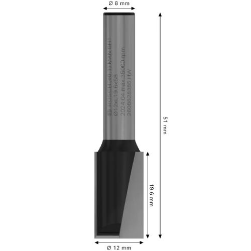 Фреза пазова BOSCH Professional Std S8 D12 L20 (2.608.628.385) Тип фреза