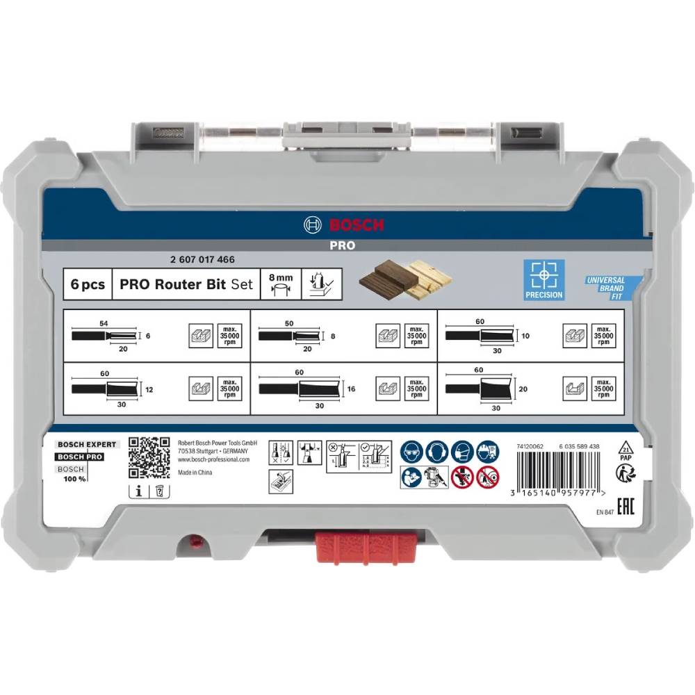 Набор пазовых фрез BOSCH Professional 8мм 6шт (2.607.017.466) Материал обработки фанера