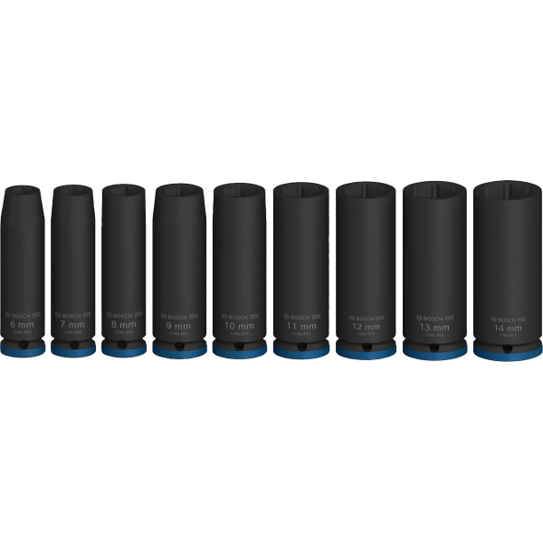 Набір ударних торцевих головок BOSCH Professional Deep 1/4" 50мм 9шт (2.608.003.035) Тип голівка торцова