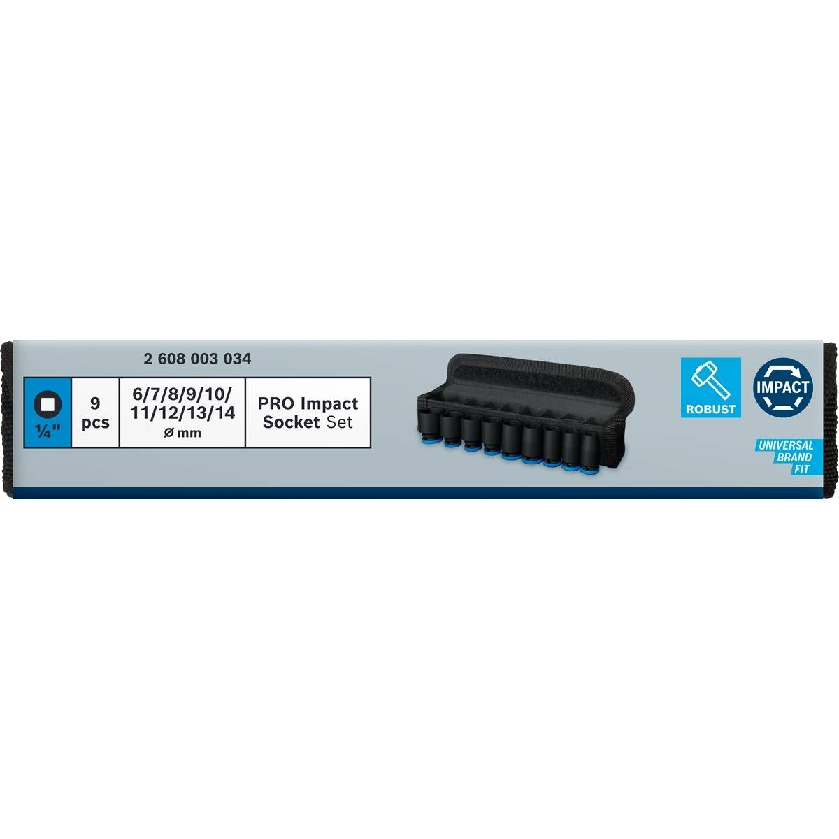 Набор торцевых головок BOSCH Professional Standart 1/4" 25 мм  9 шт (2.608.003.034) Тип головка торцевая