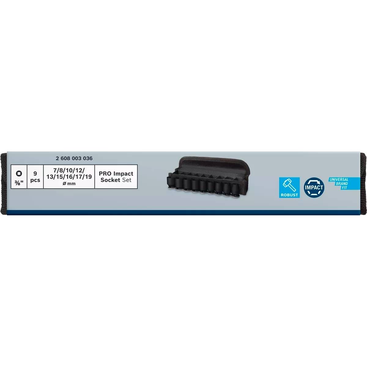 Набір головок торцевих BOSCH Professional Standart 3/8" 30 мм 9 шт (2.608.003.036) Тип голівка торцова