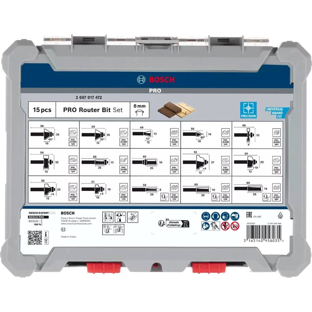 Набір фрез BOSCH Professional 8 мм 15 шт (2.607.017.472) Матеріал обробки дсп