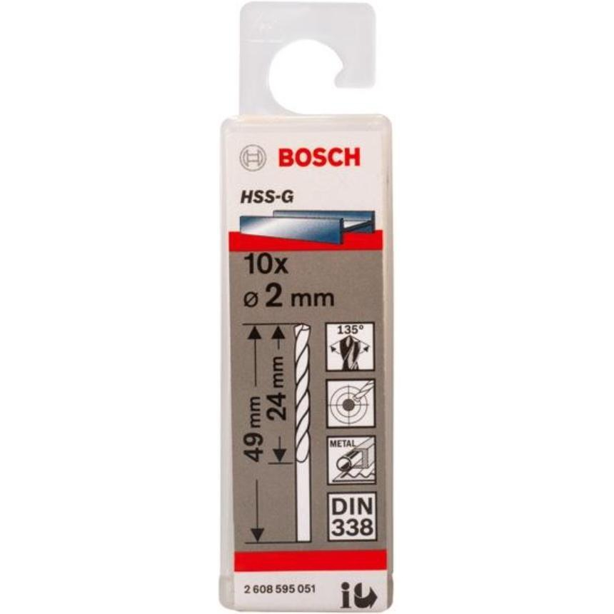 Сверло BOSCH Professional HSS-G 2 мм 10 шт (2.608.595.051) Тип сверло