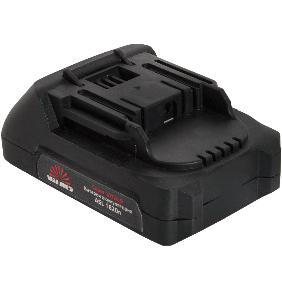 Акумуляторна батарея VITALS ASL 1820n 18В (213527) Додатково Тип: Li-ion; Напруга: 18 В; Місткість: 2 А/год; Індикатор ємності; Захист: від перегріву, перевантаження та глибокого розрядження