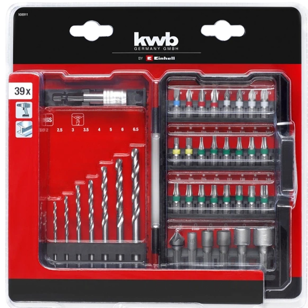 Набір свердл та біт EINHELL HSS L-Box KWB 39шт (108911) Діаметр свердла 5 мм