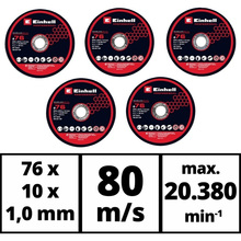Набір відрізних дисків EINHELL TP-CO 18/76-C Li BL 76х10мм 5шт (4440471)