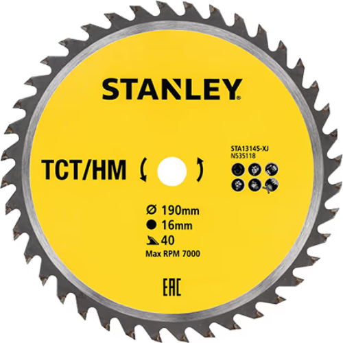 Пильный диск STANLEY TCT/HM 190 х 16 мм (STA13145)