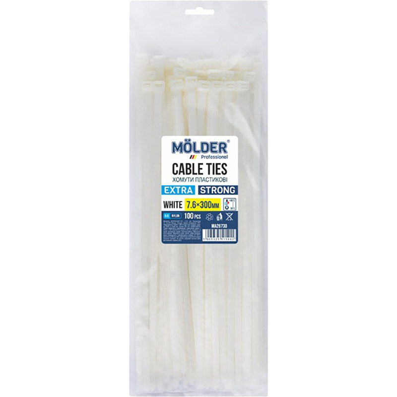 Стяжки MOLDER MA26730 7.6x300 100 шт White