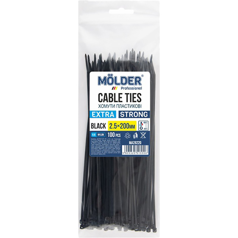 Стяжки MOLDER MA28220 2,5x200 100 шт Black