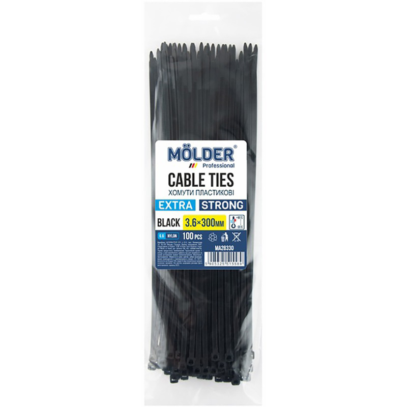 Стяжки MOLDER MA28330 3.6x300 100 шт Black