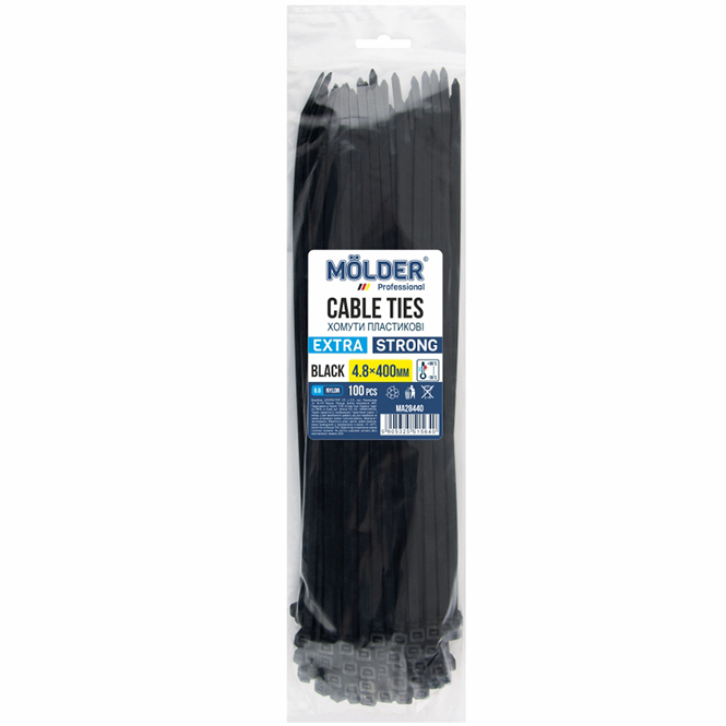 Стяжки MOLDER 4.8x400 100 шт Black (MA28440)