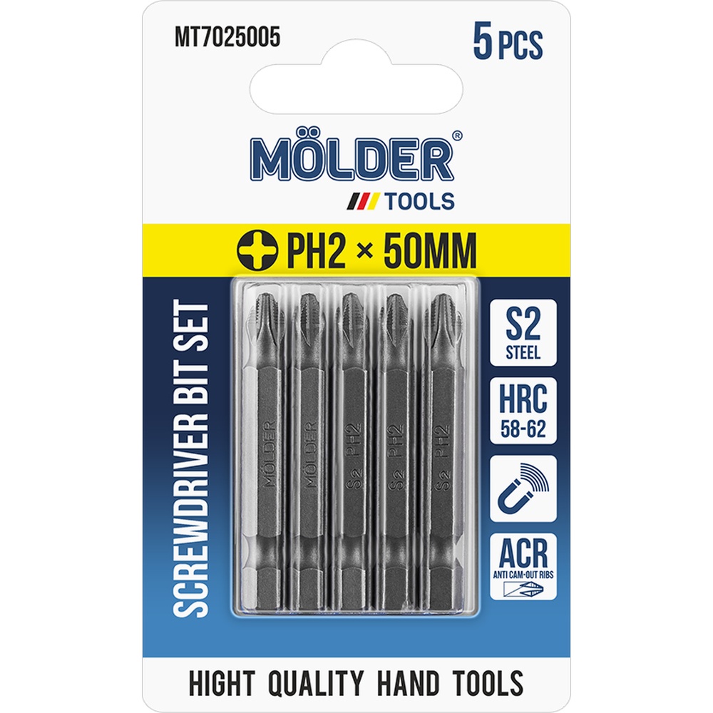 Набір біт MOLDER PH2 х 50 мм 5 шт (MT7025005)