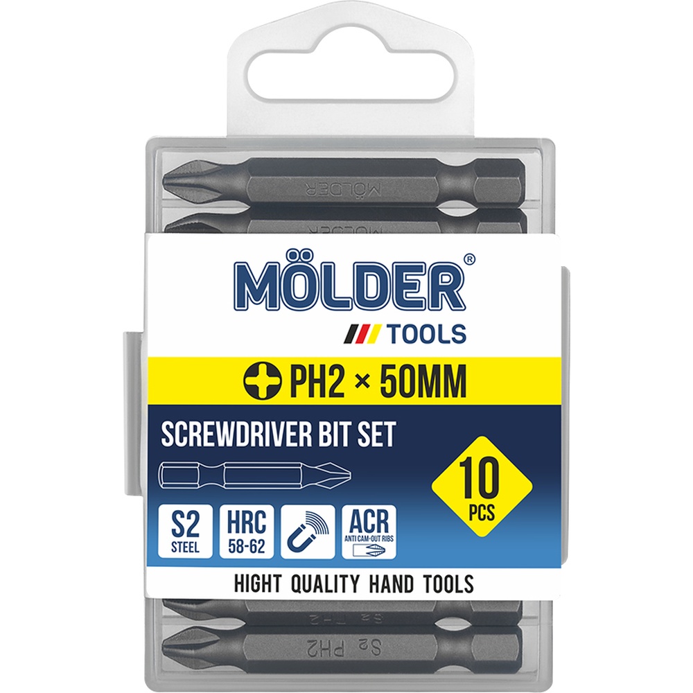 Набір біт MOLDER PH2 х 50 мм 10 шт (MT7025010)