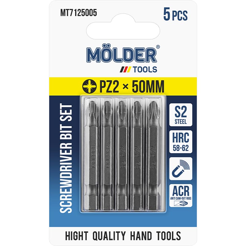 Набор бит MOLDER PZ2 х 50 мм 5 шт (MT7125005)
