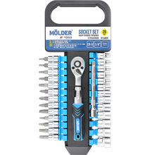 Набір головок торцевих MOLDER 1/4" 72Т CR-V 6-24 мм 28 шт (MT64828)