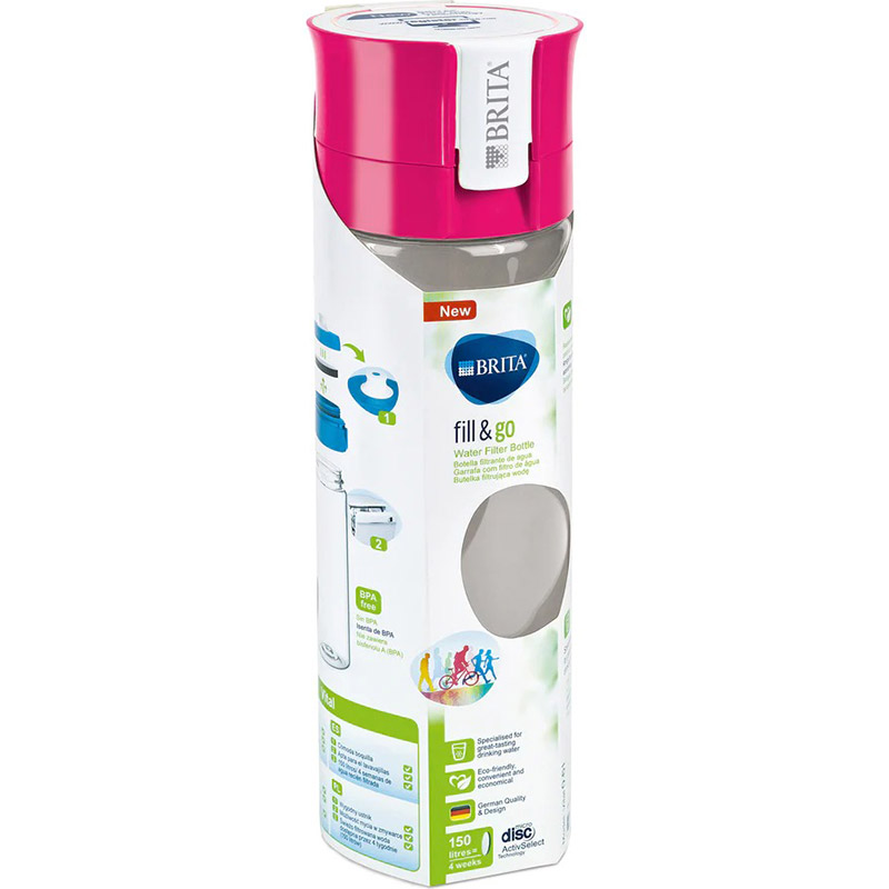 Фільтр-пляшка BRITA Vital 600 мл Pink (1020102) Ступені очищення фільтр із брикетованого активованого вугілля