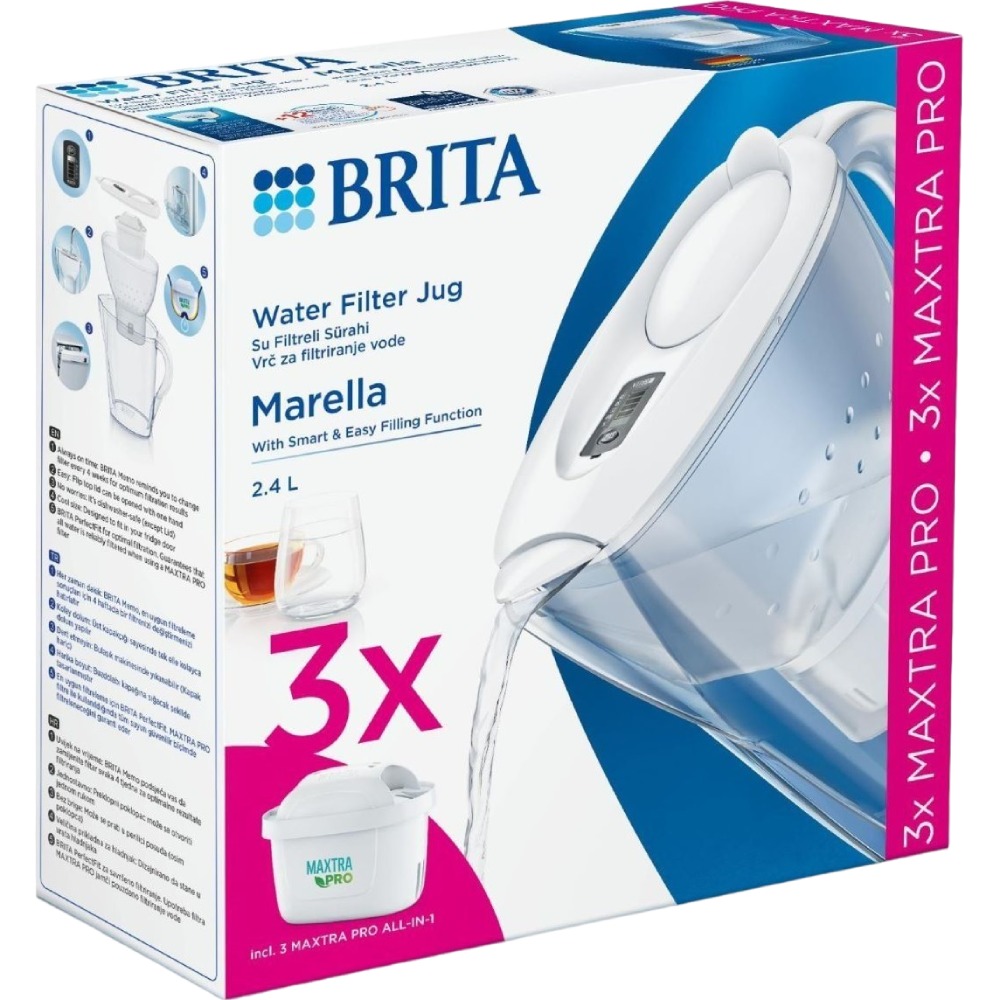 Фільтр-глечик BRITA Marella MXpro White + 3 картриджі (1052791) Об'єм відфільтрованої води 1.4