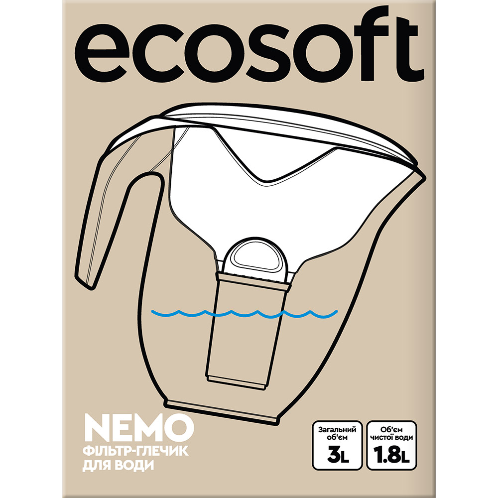 Фільтр ECOSOFT Nemo 07097 Pearl (FMVNEMOWECO) Об'єм відфільтрованої води 1.8