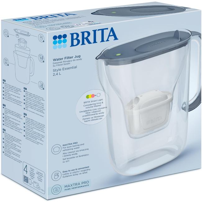 Фільтр-глечик BRITA Style Essential Mxpro Grey (1058042) Об'єм відфільтрованої води 1.4