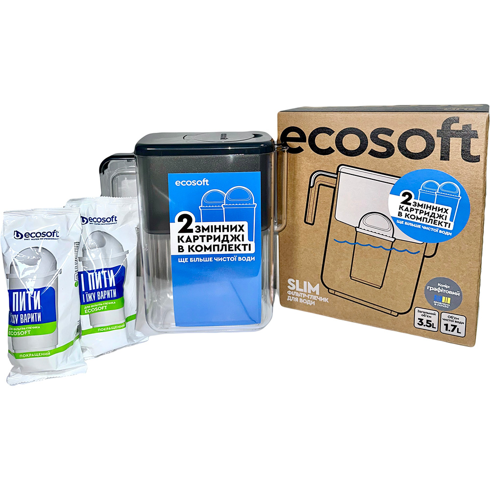 Покупка Фильтр-кувшин ECOSOFT Slim Graphite + 2 картриджа (4820056809138)