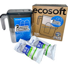 Фильтр-кувшин ECOSOFT Slim Graphite + 2 картриджа (4820056809138)