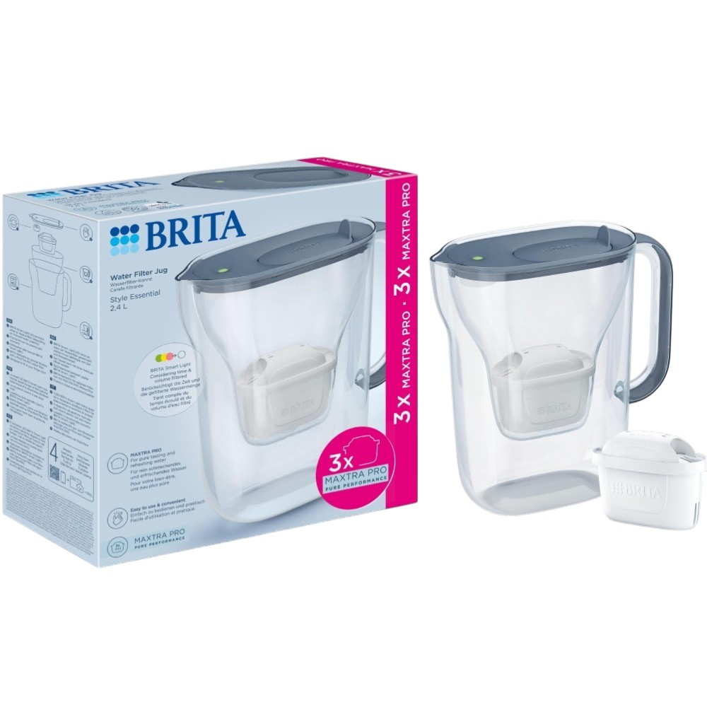 Фото 14 Фильтр-кувшин BRITA Style Essential Mxpro Gray/Blue + 3 картриджа (1058103)