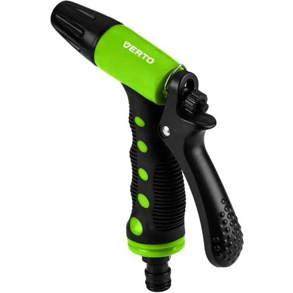 Зрошувач VERTO пістолетний Green/Black (15G718) Додатково Діаметр з'єднання: 1/2", 3/4"; режими роботи 2 шт - конус, струмінь