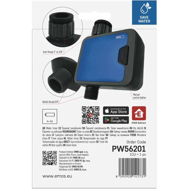 У Фокстрот Розумний таймер поливу EMOS GoSmart Bluetooth (PW56201)