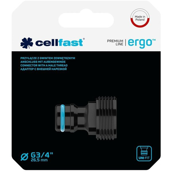 Конектор для крана Cellfast ERGO із зовнішньою нарізкою (53-235) Діаметр (дюйми/мм) 3/4" (19)