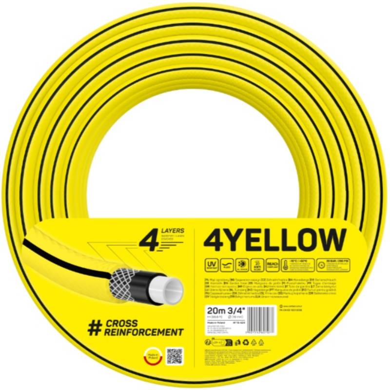 Шланг садовый CELLFAST 4YELLOW 3/4" 20м Yellow (10-502)