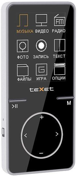 МP3-плеер TEXET T-479 4Gb (black) Объём памяти 4 Гб