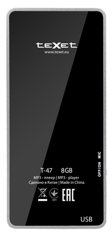 MP3-плеер TEXET T-47 8GB Black