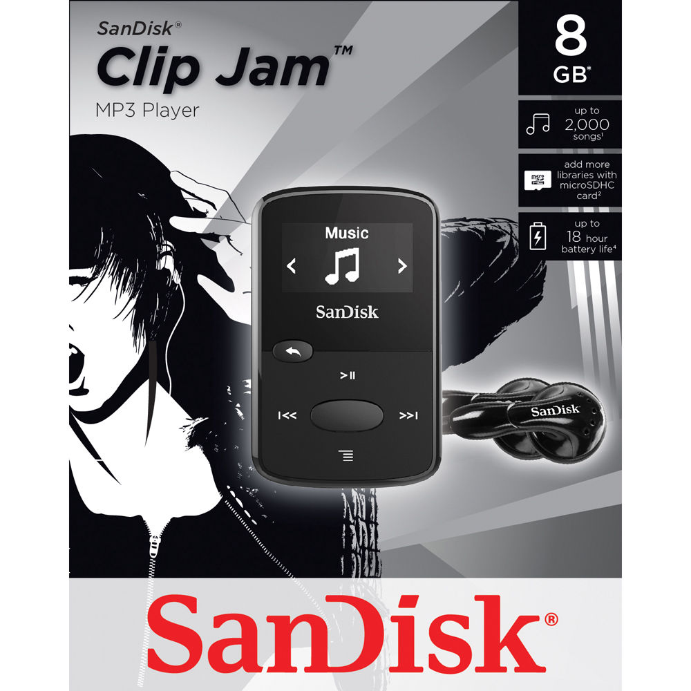 MP3-плеер SANDISK Sansa Clip JAM 8GB Black (SDMX26-008G-G46K) - в  интернет-магазине Фокстрот: цены, отзывы, характеристики | купить в Киеве,  Харькове, Днепропетровске, Одессе - Украина