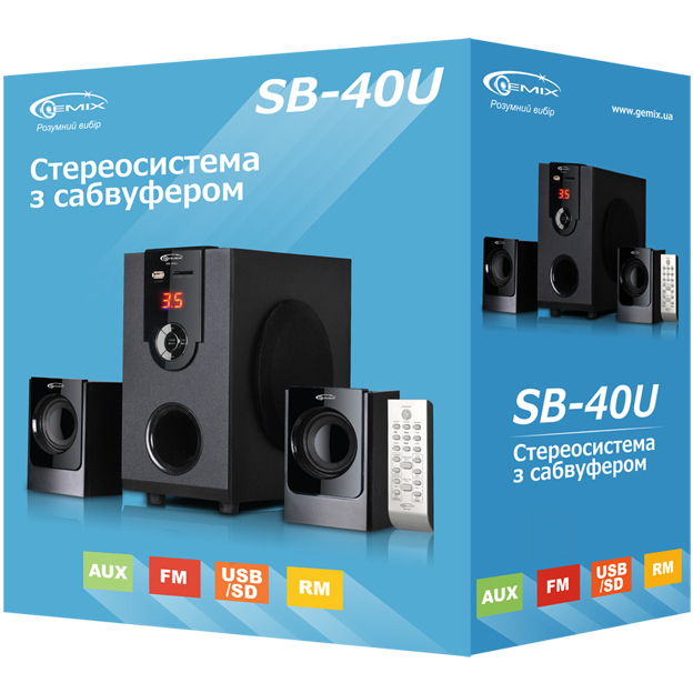 Колонки GEMIX SB-40U black Потужність фронтальних колонок 20